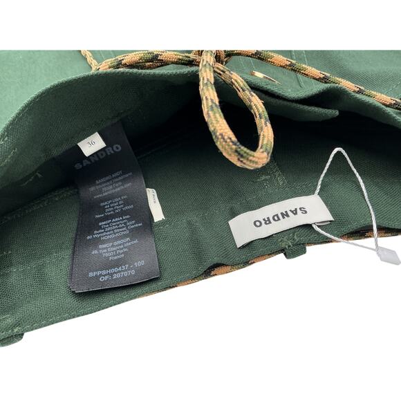 Sandro Two-Tone Drawstring Green Cotton Waist Shorts Size 36 - Picture 4 of 4